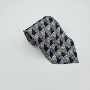 Siena Collezione Silk Necktie Grey Black Geometric Men’s Size 59 x 3.75